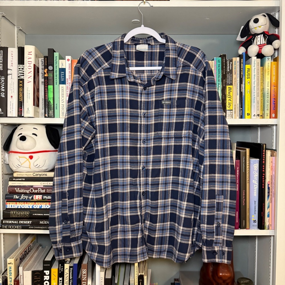 Columbia Blue Plaid Long Sleeve Button Down Shirt Size XL